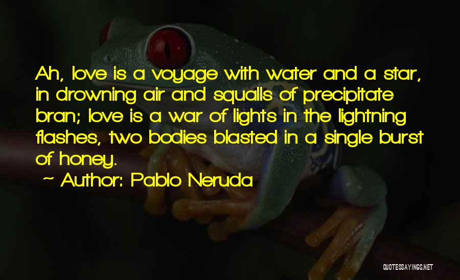 Pablo Neruda Quotes: Ah, Love Is A Voyage With Water And A Star, In Drowning Air And Squalls Of Precipitate Bran; Love Is