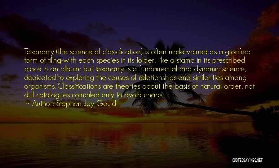 Stephen Jay Gould Quotes: Taxonomy (the Science Of Classification) Is Often Undervalued As A Glorified Form Of Filing-with Each Species In Its Folder, Like