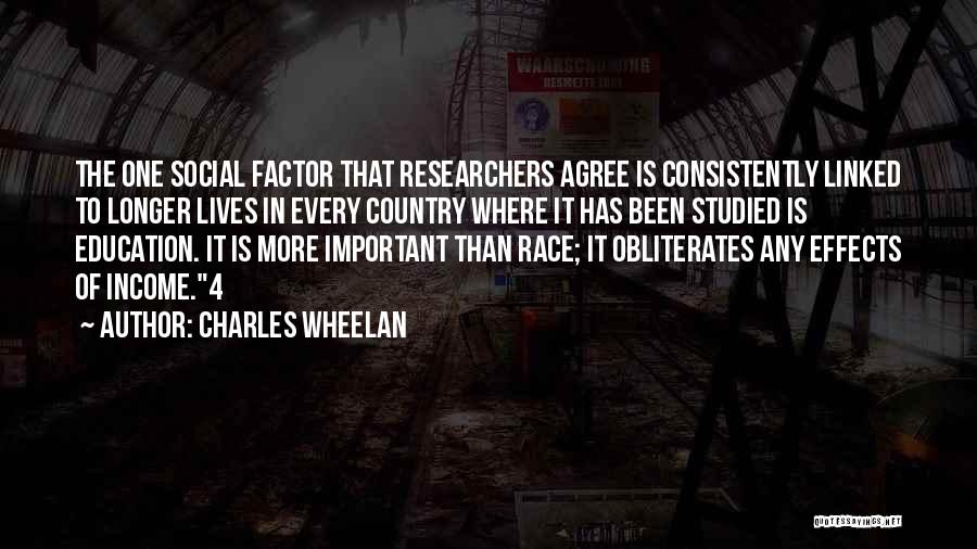 Charles Wheelan Quotes: The One Social Factor That Researchers Agree Is Consistently Linked To Longer Lives In Every Country Where It Has Been