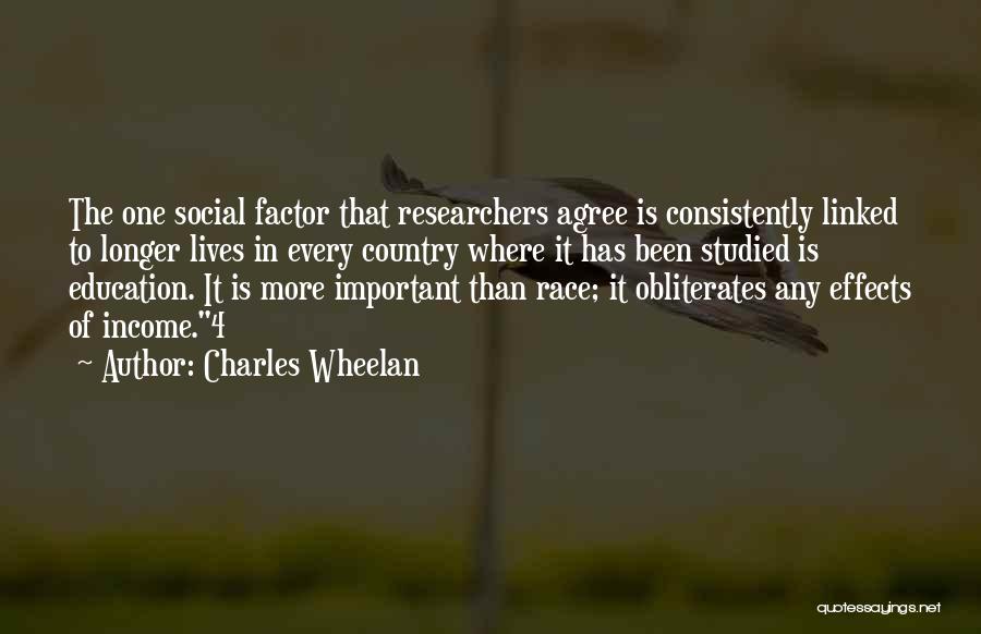 Charles Wheelan Quotes: The One Social Factor That Researchers Agree Is Consistently Linked To Longer Lives In Every Country Where It Has Been