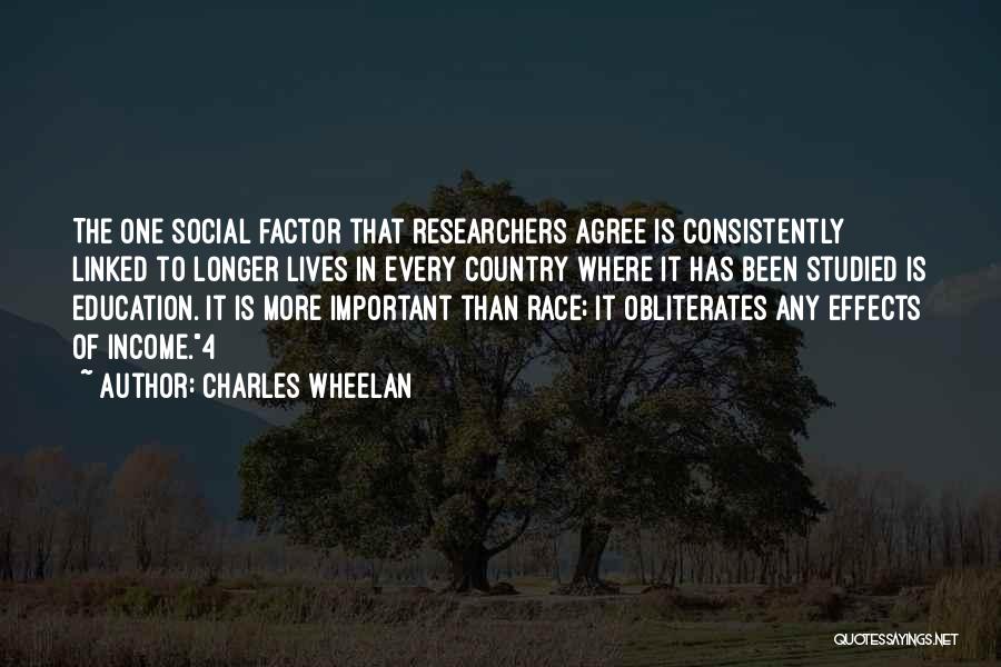 Charles Wheelan Quotes: The One Social Factor That Researchers Agree Is Consistently Linked To Longer Lives In Every Country Where It Has Been