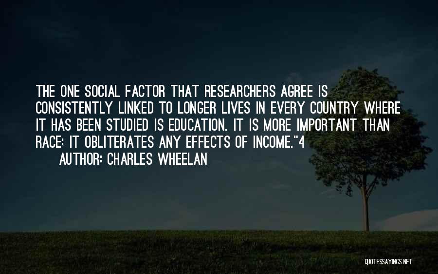 Charles Wheelan Quotes: The One Social Factor That Researchers Agree Is Consistently Linked To Longer Lives In Every Country Where It Has Been