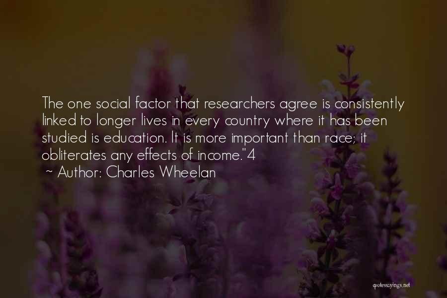 Charles Wheelan Quotes: The One Social Factor That Researchers Agree Is Consistently Linked To Longer Lives In Every Country Where It Has Been