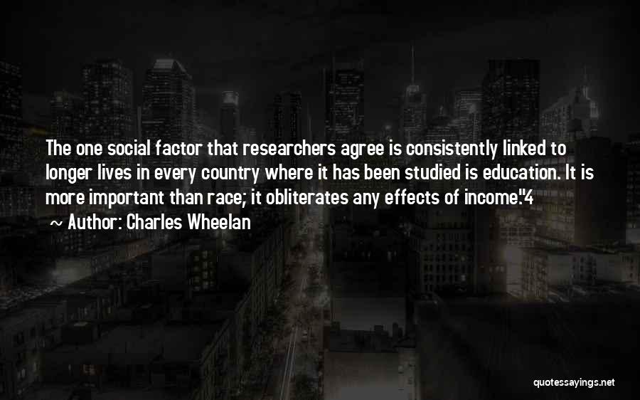 Charles Wheelan Quotes: The One Social Factor That Researchers Agree Is Consistently Linked To Longer Lives In Every Country Where It Has Been