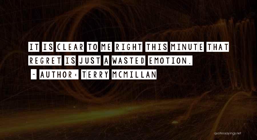 Terry McMillan Quotes: It Is Clear To Me Right This Minute That Regret Is Just A Wasted Emotion.