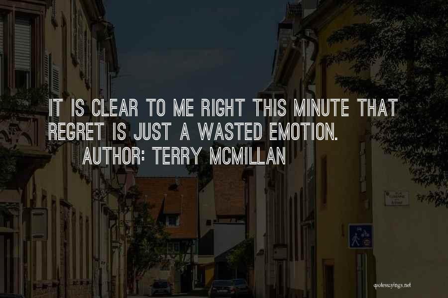 Terry McMillan Quotes: It Is Clear To Me Right This Minute That Regret Is Just A Wasted Emotion.