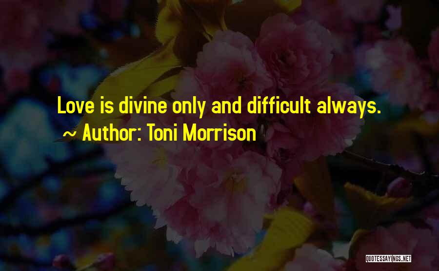 Toni Morrison Quotes: Love Is Divine Only And Difficult Always.