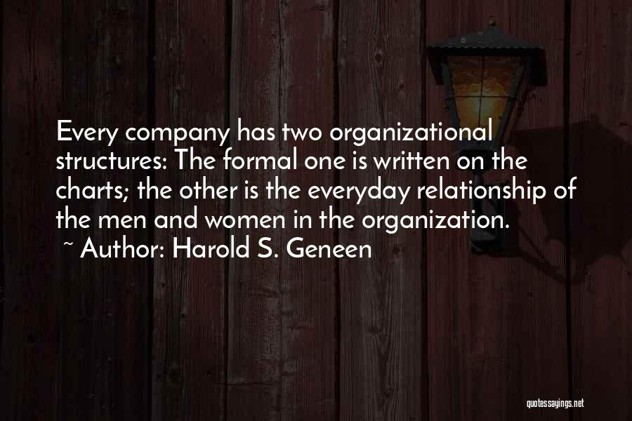 Harold S. Geneen Quotes: Every Company Has Two Organizational Structures: The Formal One Is Written On The Charts; The Other Is The Everyday Relationship