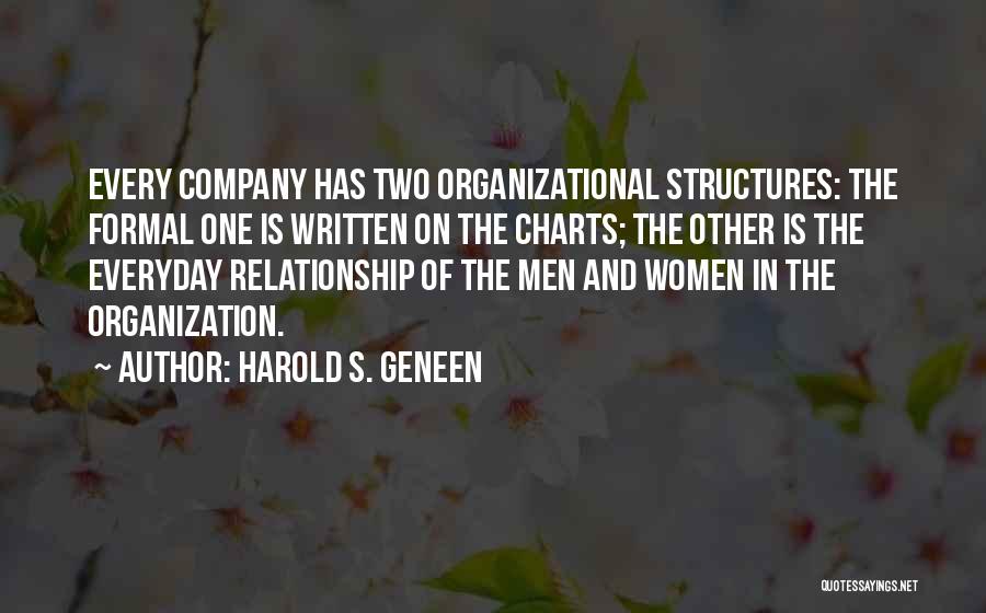 Harold S. Geneen Quotes: Every Company Has Two Organizational Structures: The Formal One Is Written On The Charts; The Other Is The Everyday Relationship