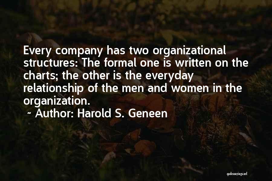 Harold S. Geneen Quotes: Every Company Has Two Organizational Structures: The Formal One Is Written On The Charts; The Other Is The Everyday Relationship