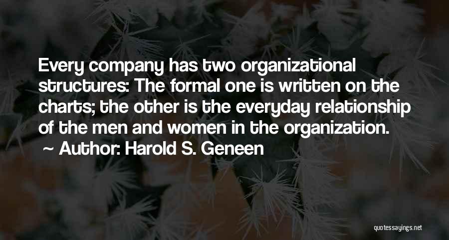 Harold S. Geneen Quotes: Every Company Has Two Organizational Structures: The Formal One Is Written On The Charts; The Other Is The Everyday Relationship