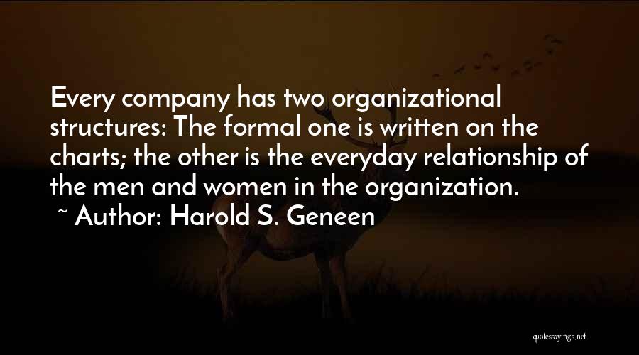 Harold S. Geneen Quotes: Every Company Has Two Organizational Structures: The Formal One Is Written On The Charts; The Other Is The Everyday Relationship