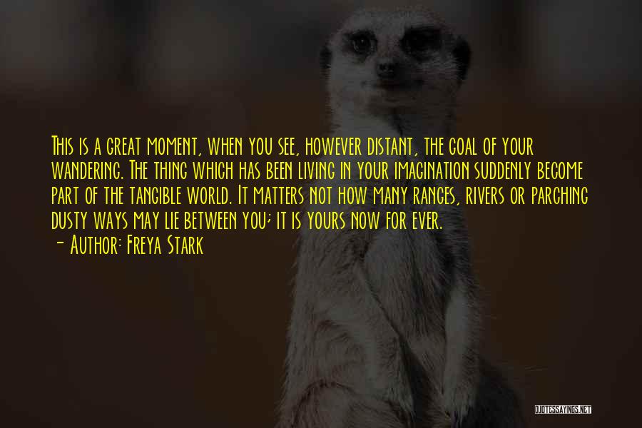 Freya Stark Quotes: This Is A Great Moment, When You See, However Distant, The Goal Of Your Wandering. The Thing Which Has Been