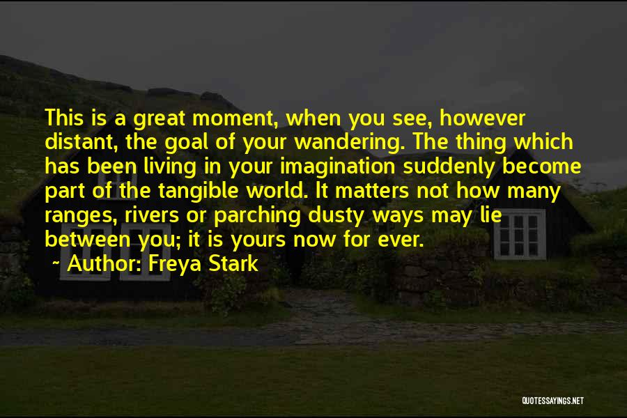 Freya Stark Quotes: This Is A Great Moment, When You See, However Distant, The Goal Of Your Wandering. The Thing Which Has Been