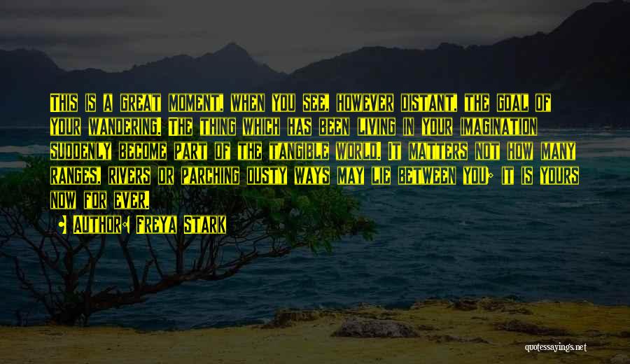 Freya Stark Quotes: This Is A Great Moment, When You See, However Distant, The Goal Of Your Wandering. The Thing Which Has Been