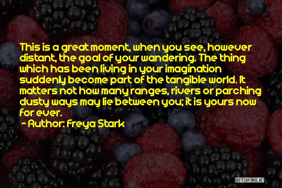 Freya Stark Quotes: This Is A Great Moment, When You See, However Distant, The Goal Of Your Wandering. The Thing Which Has Been