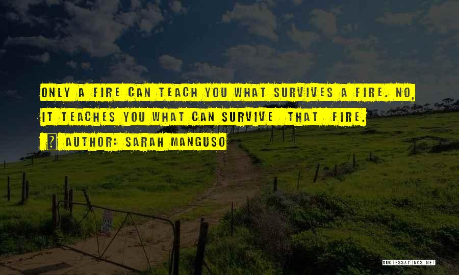 Sarah Manguso Quotes: Only A Fire Can Teach You What Survives A Fire. No, It Teaches You What Can Survive That Fire.