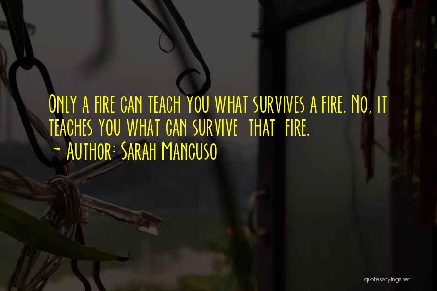 Sarah Manguso Quotes: Only A Fire Can Teach You What Survives A Fire. No, It Teaches You What Can Survive That Fire.