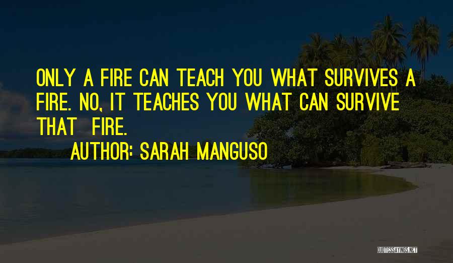 Sarah Manguso Quotes: Only A Fire Can Teach You What Survives A Fire. No, It Teaches You What Can Survive That Fire.