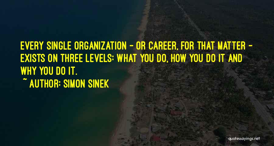 Simon Sinek Quotes: Every Single Organization - Or Career, For That Matter - Exists On Three Levels: What You Do, How You Do