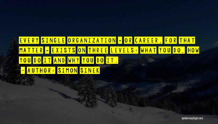 Simon Sinek Quotes: Every Single Organization - Or Career, For That Matter - Exists On Three Levels: What You Do, How You Do