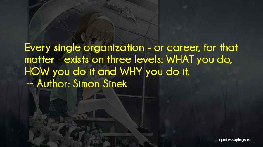 Simon Sinek Quotes: Every Single Organization - Or Career, For That Matter - Exists On Three Levels: What You Do, How You Do