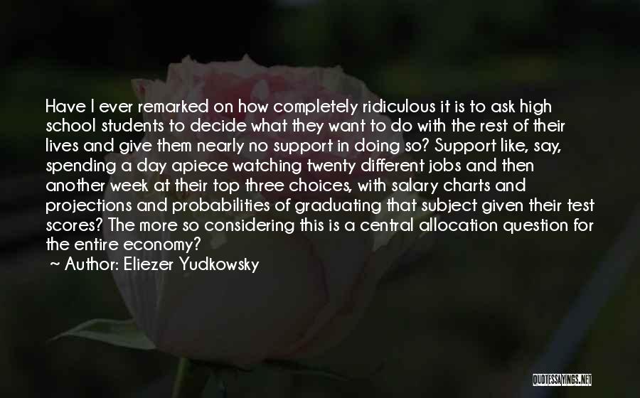 Eliezer Yudkowsky Quotes: Have I Ever Remarked On How Completely Ridiculous It Is To Ask High School Students To Decide What They Want