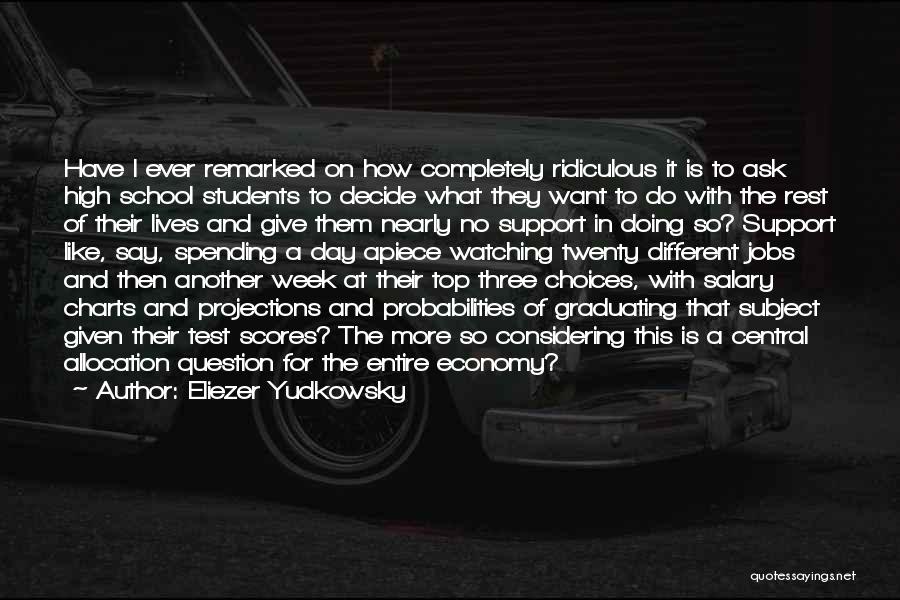 Eliezer Yudkowsky Quotes: Have I Ever Remarked On How Completely Ridiculous It Is To Ask High School Students To Decide What They Want