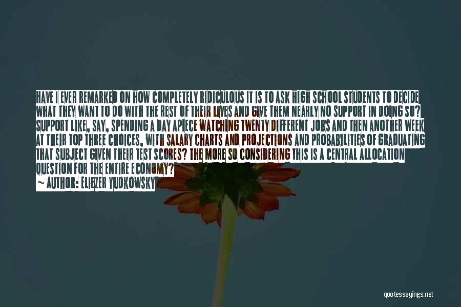 Eliezer Yudkowsky Quotes: Have I Ever Remarked On How Completely Ridiculous It Is To Ask High School Students To Decide What They Want
