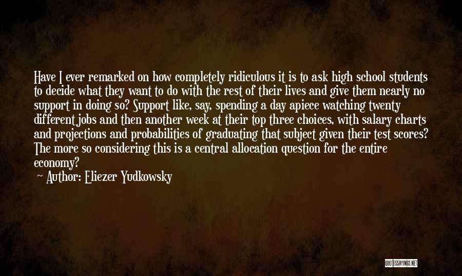 Eliezer Yudkowsky Quotes: Have I Ever Remarked On How Completely Ridiculous It Is To Ask High School Students To Decide What They Want