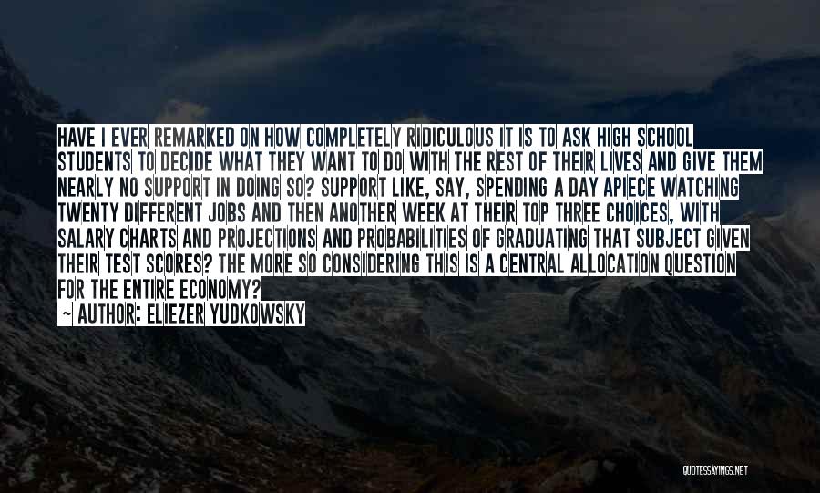 Eliezer Yudkowsky Quotes: Have I Ever Remarked On How Completely Ridiculous It Is To Ask High School Students To Decide What They Want