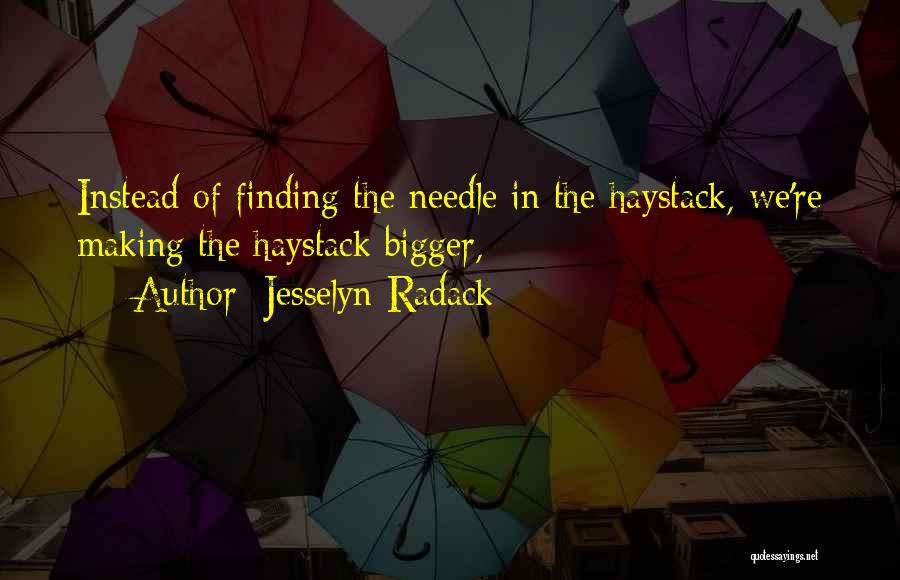 Jesselyn Radack Quotes: Instead Of Finding The Needle In The Haystack, We're Making The Haystack Bigger,