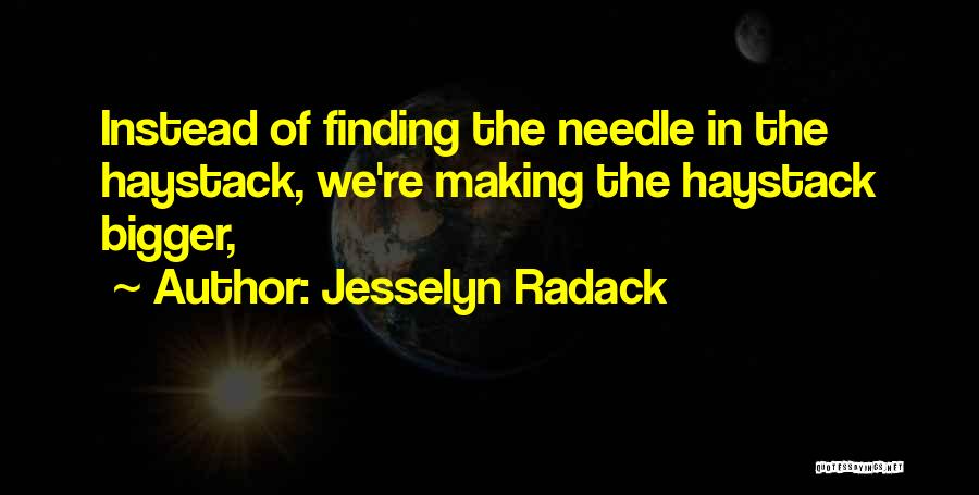 Jesselyn Radack Quotes: Instead Of Finding The Needle In The Haystack, We're Making The Haystack Bigger,
