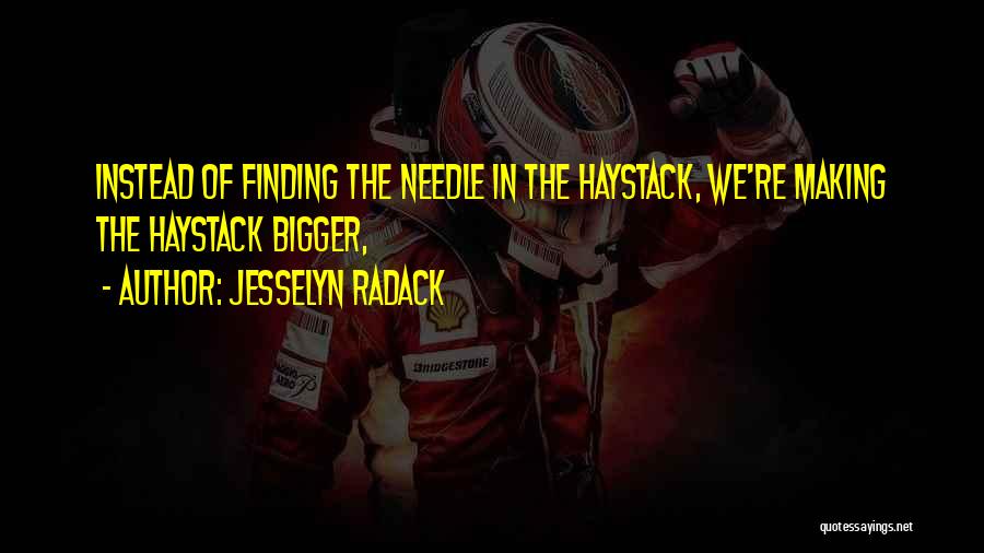 Jesselyn Radack Quotes: Instead Of Finding The Needle In The Haystack, We're Making The Haystack Bigger,