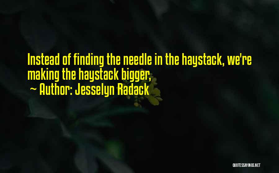 Jesselyn Radack Quotes: Instead Of Finding The Needle In The Haystack, We're Making The Haystack Bigger,