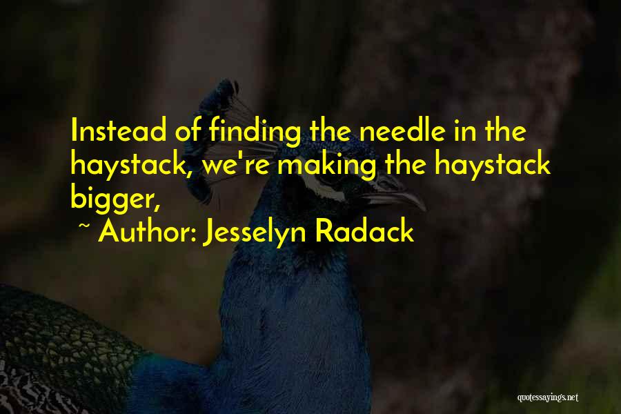 Jesselyn Radack Quotes: Instead Of Finding The Needle In The Haystack, We're Making The Haystack Bigger,