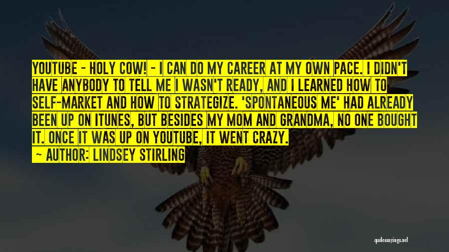 Lindsey Stirling Quotes: Youtube - Holy Cow! - I Can Do My Career At My Own Pace. I Didn't Have Anybody To Tell