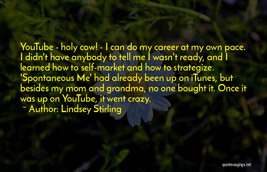 Lindsey Stirling Quotes: Youtube - Holy Cow! - I Can Do My Career At My Own Pace. I Didn't Have Anybody To Tell