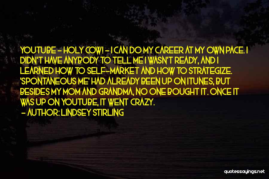 Lindsey Stirling Quotes: Youtube - Holy Cow! - I Can Do My Career At My Own Pace. I Didn't Have Anybody To Tell