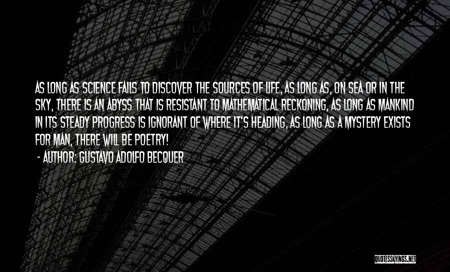 Gustavo Adolfo Becquer Quotes: As Long As Science Fails To Discover The Sources Of Life, As Long As, On Sea Or In The Sky,
