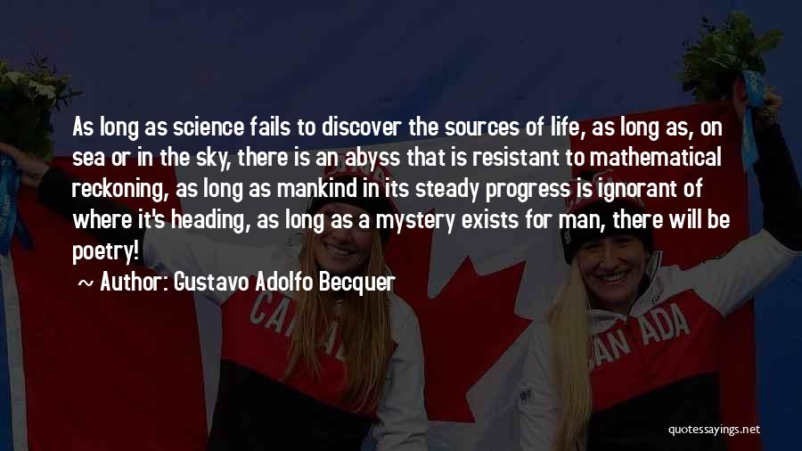 Gustavo Adolfo Becquer Quotes: As Long As Science Fails To Discover The Sources Of Life, As Long As, On Sea Or In The Sky,