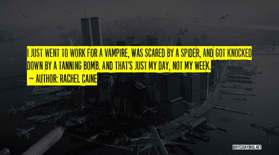 Rachel Caine Quotes: I Just Went To Work For A Vampire, Was Scared By A Spider, And Got Knocked Down By A Tanning