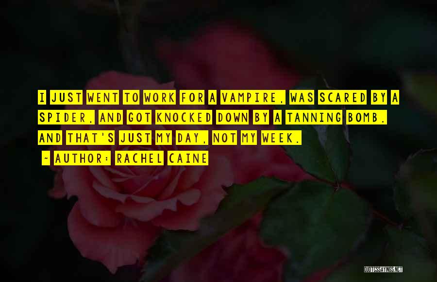 Rachel Caine Quotes: I Just Went To Work For A Vampire, Was Scared By A Spider, And Got Knocked Down By A Tanning