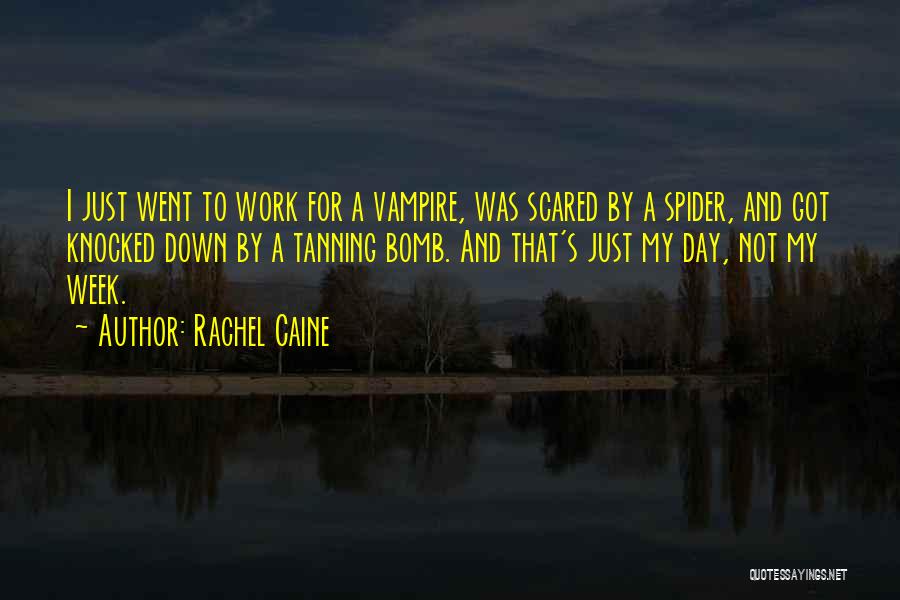 Rachel Caine Quotes: I Just Went To Work For A Vampire, Was Scared By A Spider, And Got Knocked Down By A Tanning