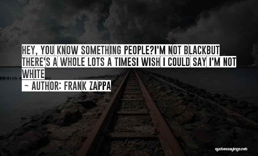 Frank Zappa Quotes: Hey, You Know Something People?i'm Not Blackbut There's A Whole Lots A Timesi Wish I Could Say I'm Not White