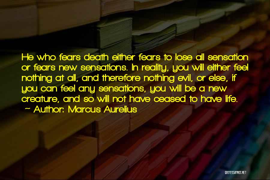 Marcus Aurelius Quotes: He Who Fears Death Either Fears To Lose All Sensation Or Fears New Sensations. In Reality, You Will Either Feel