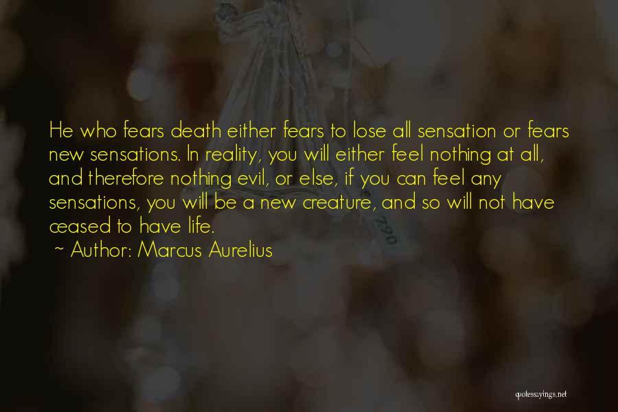 Marcus Aurelius Quotes: He Who Fears Death Either Fears To Lose All Sensation Or Fears New Sensations. In Reality, You Will Either Feel