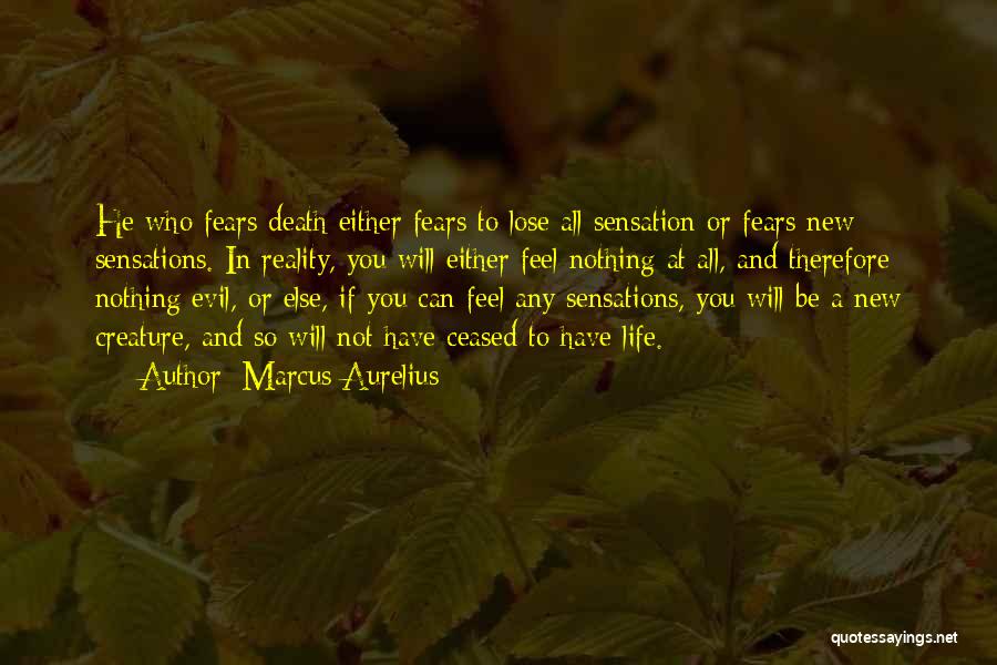 Marcus Aurelius Quotes: He Who Fears Death Either Fears To Lose All Sensation Or Fears New Sensations. In Reality, You Will Either Feel