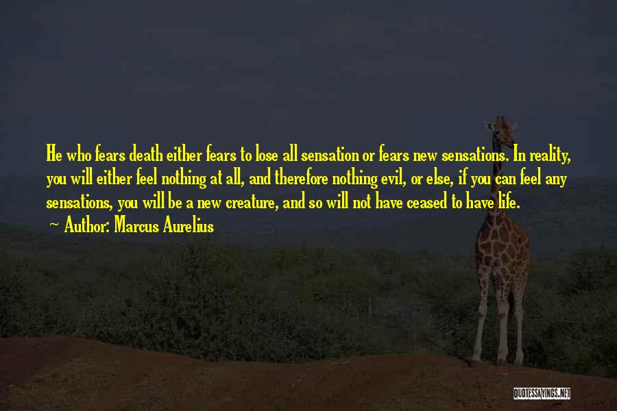 Marcus Aurelius Quotes: He Who Fears Death Either Fears To Lose All Sensation Or Fears New Sensations. In Reality, You Will Either Feel