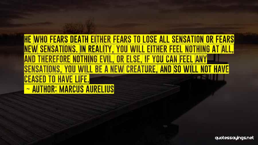 Marcus Aurelius Quotes: He Who Fears Death Either Fears To Lose All Sensation Or Fears New Sensations. In Reality, You Will Either Feel